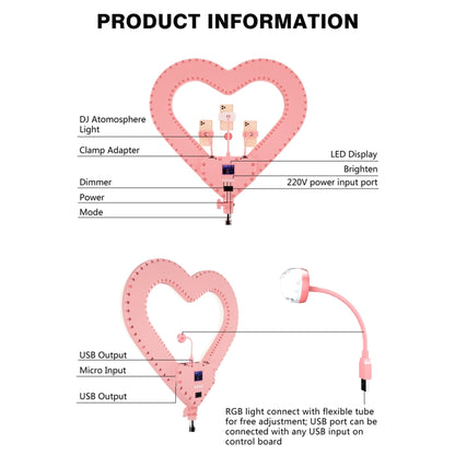 RK51 51cm Heart Shape Live Broadcast Beauty Ring Selfie Fill Light without Tripod - Consumer Electronics by buy2fix | Online Shopping UK | buy2fix