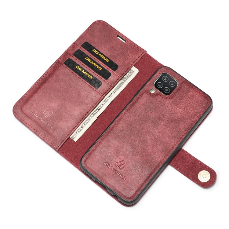 For Samsung Galaxy A12 DG.MING Crazy Horse Texture Flip Detachable Magnetic Leather Case with Holder & Card Slots & Wallet(Red) - Galaxy Phone Cases by DG.MING | Online Shopping UK | buy2fix