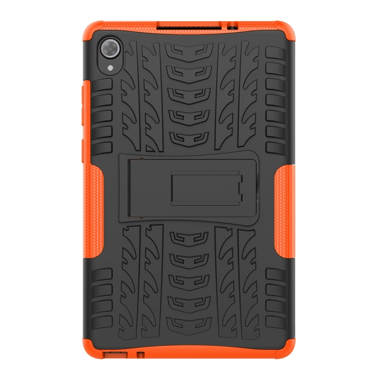 For Lenovo Tab M8 (2020) TB-8705F 8.0 inch Tire Texture Shockproof TPU+PC Protective Case with Holder(Orange) - Mobile Accessories by buy2fix | Online Shopping UK | buy2fix