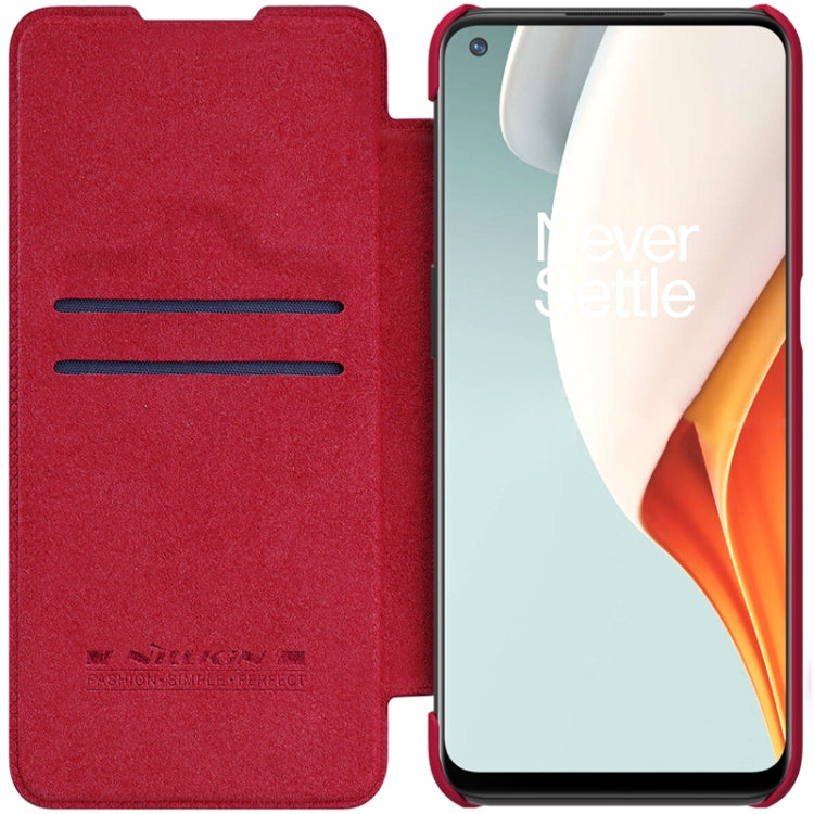 For OnePlus Nord N100 NILLKIN QIN Series Crazy Horse Texture Horizontal Flip Leather Case with Card Slot(Red) - OnePlus Cases by NILLKIN | Online Shopping UK | buy2fix