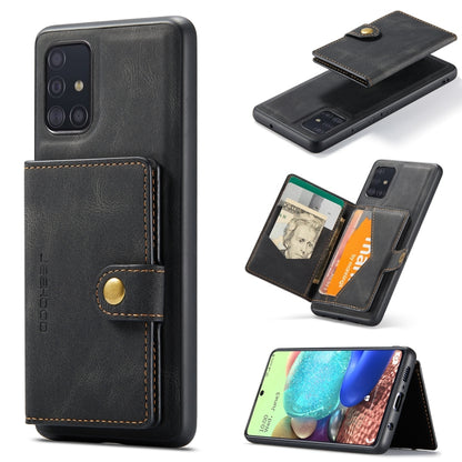 For Samsung Galaxy A71 5G JEEHOOD Retro Magnetic Detachable Protective Case with Wallet & Card Slot & Holder(Black) - Galaxy Phone Cases by JEEHOOD | Online Shopping UK | buy2fix