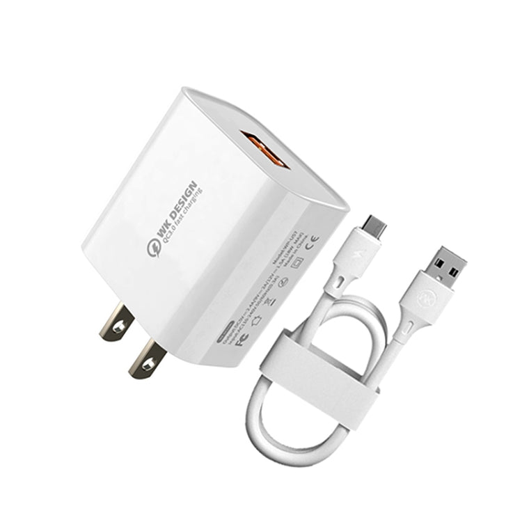 WK WP-U57 Max 18W Maxspeed QC3.0 Fast Charger + USB to 8 Pin Data Cable, Plug Type:US Plug - Apple Accessories by WK | Online Shopping UK | buy2fix