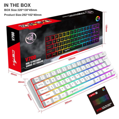 HXSJ V700 61 Keys RGB Lighting Gaming Wired Keyboard (White) - Wired Keyboard by HXSJ | Online Shopping UK | buy2fix