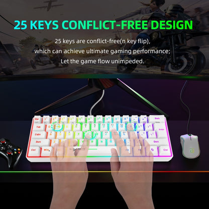 HXSJ V700 61 Keys RGB Lighting Gaming Wired Keyboard (White) - Wired Keyboard by HXSJ | Online Shopping UK | buy2fix