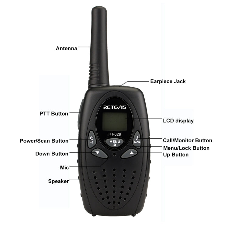 1 Pair RETEVIS RT628 0.5W US Frequency 462.550-467.7125MHz 22CHS Handheld Children Walkie Talkie(Black) - Children by RETEVIS | Online Shopping UK | buy2fix