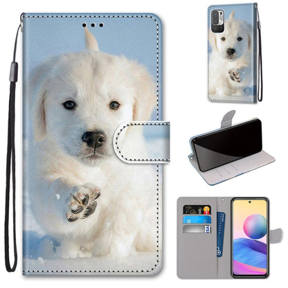 For Xiaomi Redmi Note 10 5G Coloured Drawing Cross Texture Horizontal Flip PU Leather Case with Holder & Card Slots & Wallet & Lanyard(Snow Puppy) - Xiaomi Cases by buy2fix | Online Shopping UK | buy2fix