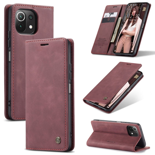 For Xiaomi Mi 11 Lite CaseMe 013 Multifunctional Horizontal Flip Leather Case, with Card Slot & Holder & Wallet(Wine Red) - Xiaomi Cases by CaseMe | Online Shopping UK | buy2fix