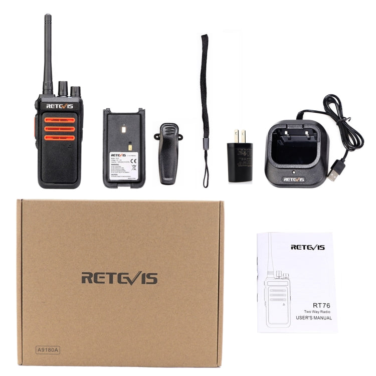 RETEVIS RT76 5W 30CHS GMRS Two Way Radio Handheld Walkie Talkie, US Plug(Black) - Handheld Walkie Talkie by RETEVIS | Online Shopping UK | buy2fix