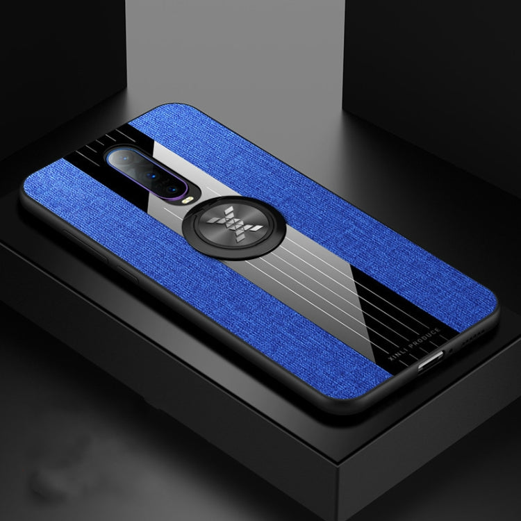 For OPPO R17 Pro XINLI Stitching Cloth Textue Shockproof TPU Protective Case with Ring Holder(Blue) - OPPO Cases by XINLI | Online Shopping UK | buy2fix