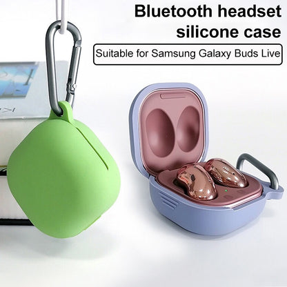 For Samsung Galaxy Buds Live / Pro Bluetooth Earphone Silicone Protective Case with Hook(Gray Blue) - Samsung Earphone Case by buy2fix | Online Shopping UK | buy2fix