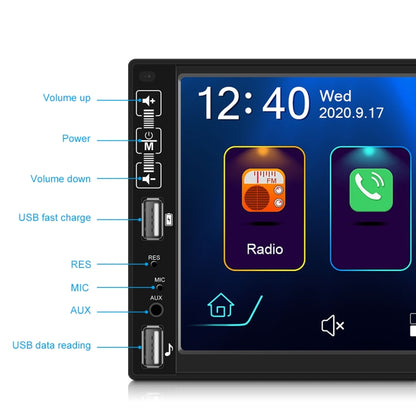 A2891 7 inch Car HD MP5 Carplay Bluetooth Music Player Reversing Image All-in-one Machine Support FM / U Disk with Remote Controler, Style:Standard - In Car by buy2fix | Online Shopping UK | buy2fix