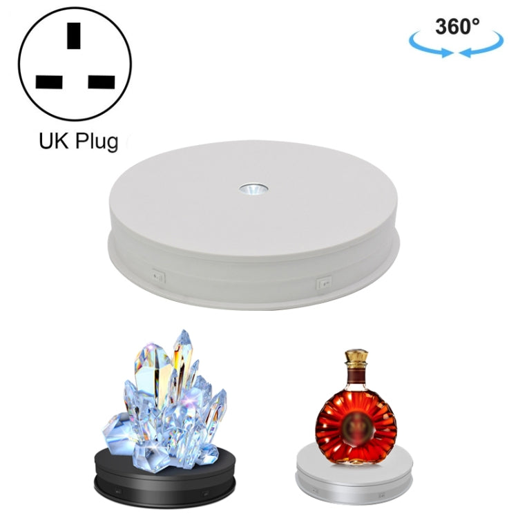 30cm Electric Rotating Turntable Display Stand  LED Light Video Shooting Props Turntable, Power Plug:220V UK Plug(White) - Camera Accessories by buy2fix | Online Shopping UK | buy2fix