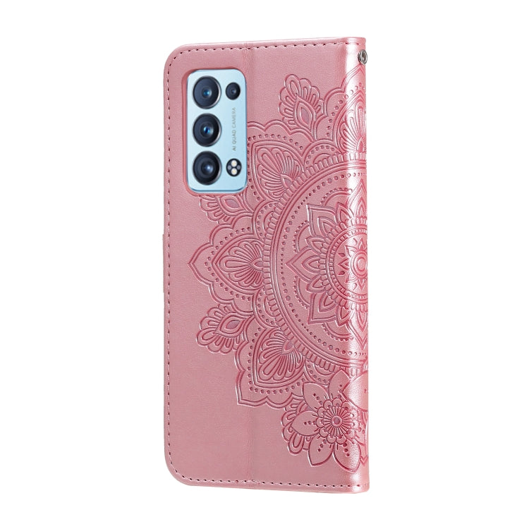 For OPPO Reno 6 Pro+ 5G 7-petal Flowers Embossing Pattern Horizontal Flip PU Leather Case with Holder & Card Slots & Wallet & Photo Frame(Rose Gold) - OPPO Cases by buy2fix | Online Shopping UK | buy2fix