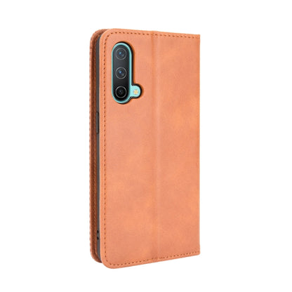 For OnePlus Nord CE 5G Magnetic Buckle Retro Crazy Horse Texture Horizontal Flip Leather Case with Holder & Card Slots & Photo Frame(Brown) - OnePlus Cases by buy2fix | Online Shopping UK | buy2fix