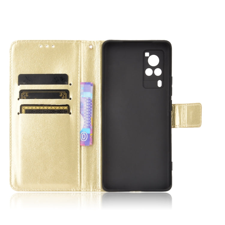 For vivo X60 Pro Overseas Version / X60 5G Curved Surface Version Crazy Horse Texture Horizontal Flip Leather Case with Holder & Card Slots & Lanyard(Gold) - OPPO Cases by buy2fix | Online Shopping UK | buy2fix