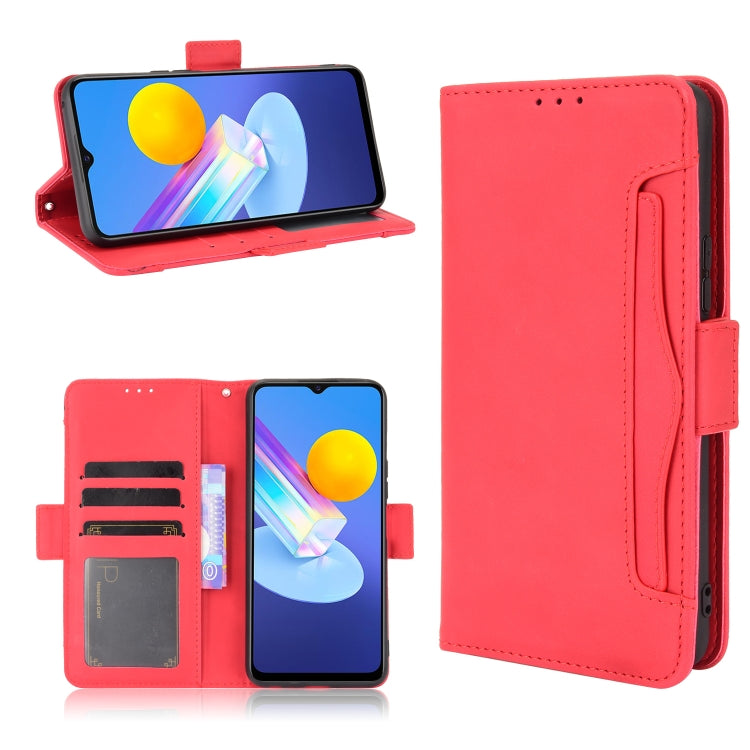 For vivo Y72 5G / iQOO Z3 5G Skin Feel Calf Pattern Horizontal Flip Leather Case with Holder & Card Slots & Photo Frame(Red) - vivo Cases by buy2fix | Online Shopping UK | buy2fix