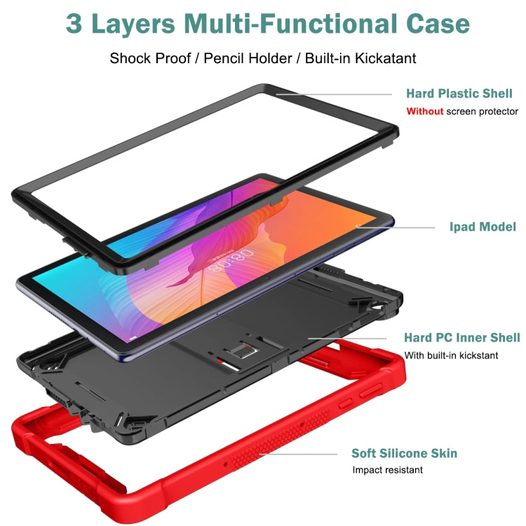 For Huawei MatePad T 10s Silicone + PC Shockproof Protective Case with Holder(Red + Black) - Huawei by buy2fix | Online Shopping UK | buy2fix