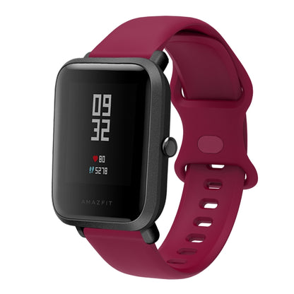 22mm For Amazfit GTS 2e Butterfly Buckle Silicone Watch Band(Wine Red) - Watch Bands by buy2fix | Online Shopping UK | buy2fix