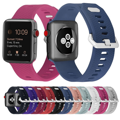 Silicone Watch Band For Apple Watch Ultra 49mm&Watch Ultra 2 49mm / Series 9&8&7 45mm / SE 3&SE 2&6&SE&5&4 44mm / 3&2&1 42mm(Dark Purple) - Watch Bands by buy2fix | Online Shopping UK | buy2fix