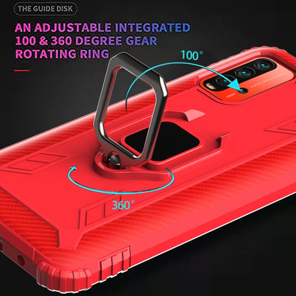 For Xiaomi Redmi 9T / 9 Power Carbon Fiber Protective Case with 360 Degree Rotating Ring Holder(Red) - Xiaomi Cases by buy2fix | Online Shopping UK | buy2fix