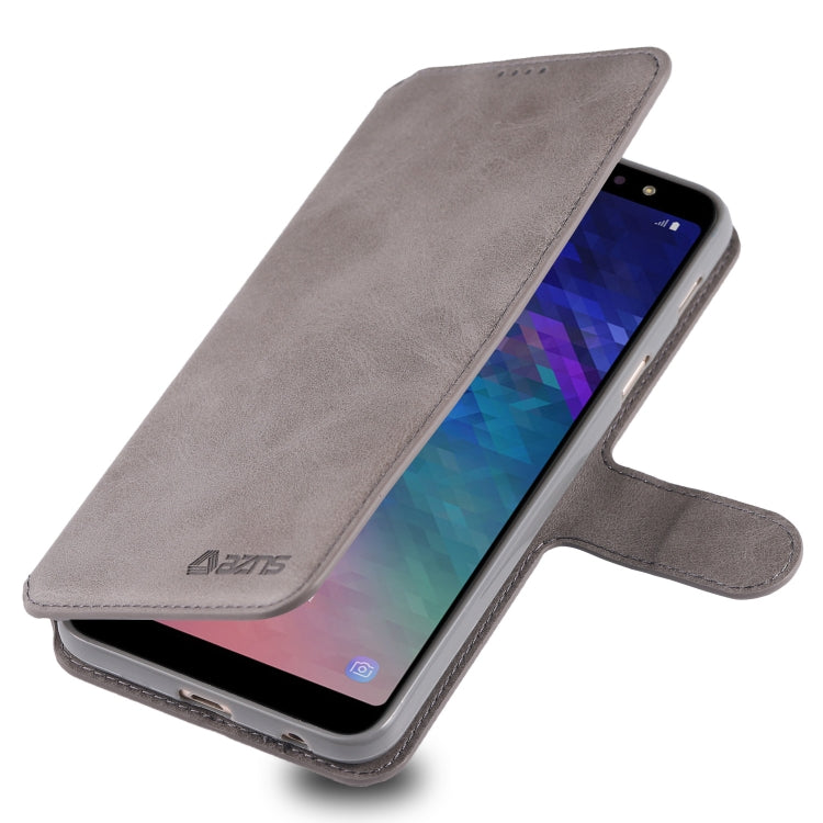 For Galaxy A6 2018 AZNS Calf Texture Magnetic Horizontal Flip PU Leather Case with Holder & Card Slots & Photo Frame(Gray) - Galaxy Phone Cases by AZNS | Online Shopping UK | buy2fix
