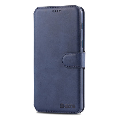 For Galaxy A8 2018 AZNS Calf Texture Magnetic Horizontal Flip PU Leather Case with Holder & Card Slots & Photo Frame(Blue) - Galaxy Phone Cases by AZNS | Online Shopping UK | buy2fix