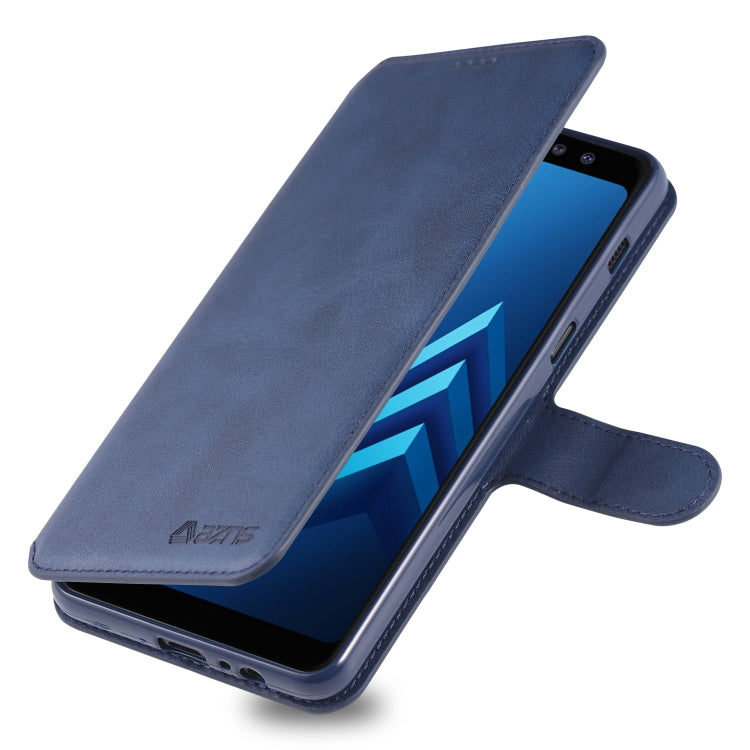 For Galaxy A8 2018 AZNS Calf Texture Magnetic Horizontal Flip PU Leather Case with Holder & Card Slots & Photo Frame(Blue) - Galaxy Phone Cases by AZNS | Online Shopping UK | buy2fix