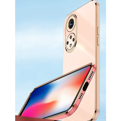 For Honor 50 XINLI Straight Edge 6D Electroplate TPU Phone Case with Ring Holder(Pink) - Honor Cases by XINLI | Online Shopping UK | buy2fix