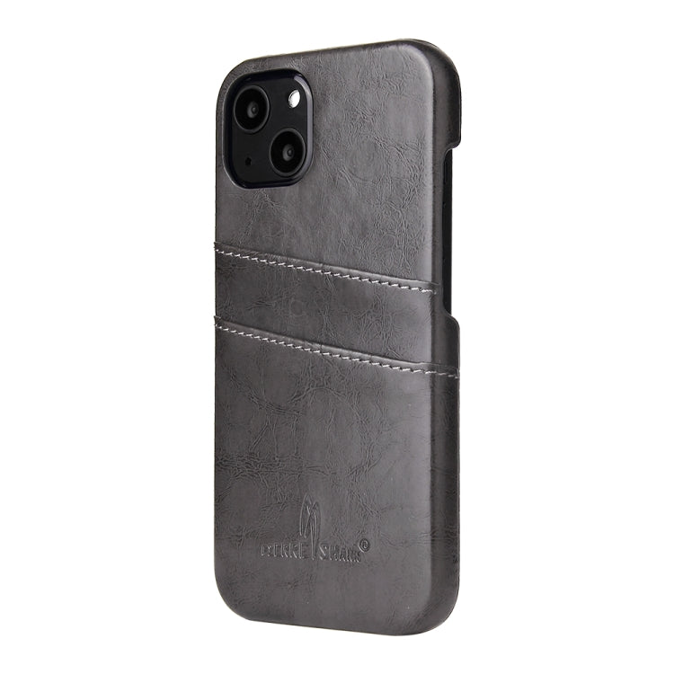 For iPhone 13 Pro Fierre Shann Retro Oil Wax Texture PU Leather Case with Card Slots (Grey) - iPhone 13 Pro Cases by FIERRE SHANN | Online Shopping UK | buy2fix