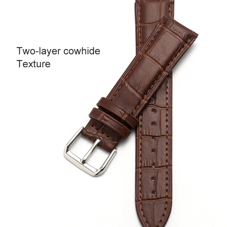 10mm Two-layer Cowhide Leather Bamboo Joint Texture Watch Band(Dark Brown) - Smart Wear by buy2fix | Online Shopping UK | buy2fix