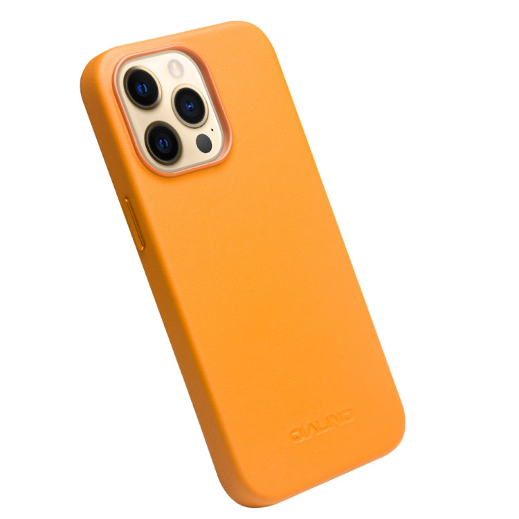 For iPhone 13 Pro Max QIALINO Nappa Cowhide MagSafe Magnetic Protective Case (Orange) - iPhone 13 Pro Max Cases by QIALINO | Online Shopping UK | buy2fix