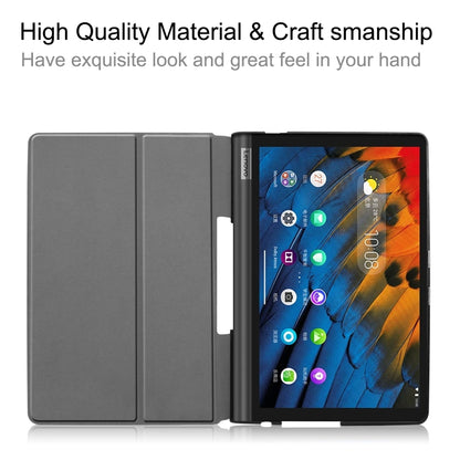 For Lenovo Yoga Smart Tab Custer Texture Horizontal Flip Leather Case with Two-folding Holder(Black) - For Lenovo by buy2fix | Online Shopping UK | buy2fix