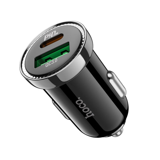 hoco Z44 Leading PD 20W USB-C / Type-C + QC 3.0 USB Car Charger(Black) - In Car by hoco | Online Shopping UK | buy2fix