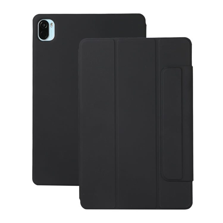 For Xiaomi Pad 5 / Pad 5 Pro Solid Color Magnetic Buckle Horizontal Flip Leather Case with Holder(Black) - Xiaomi Accessories by buy2fix | Online Shopping UK | buy2fix