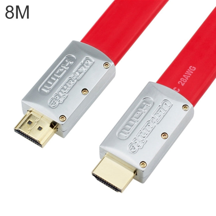 ULT-unite 4K Ultra HD Gold-plated HDMI to HDMI Flat Cable, Cable Length:8m(Red) - Cable by ult-unite | Online Shopping UK | buy2fix