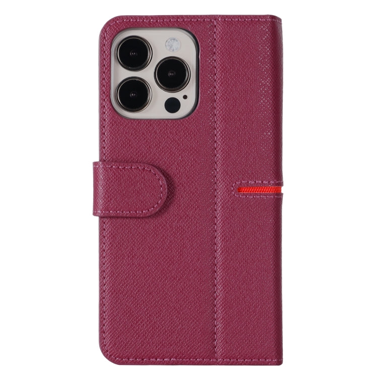 For iPhone 13 Pro Max GEBEI Top-grain Leather Horizontal Flip Protective Case with Holder & Card Slots & Wallet & Photo Frame (Red Wine) - iPhone 13 Pro Max Cases by GEBEI | Online Shopping UK | buy2fix