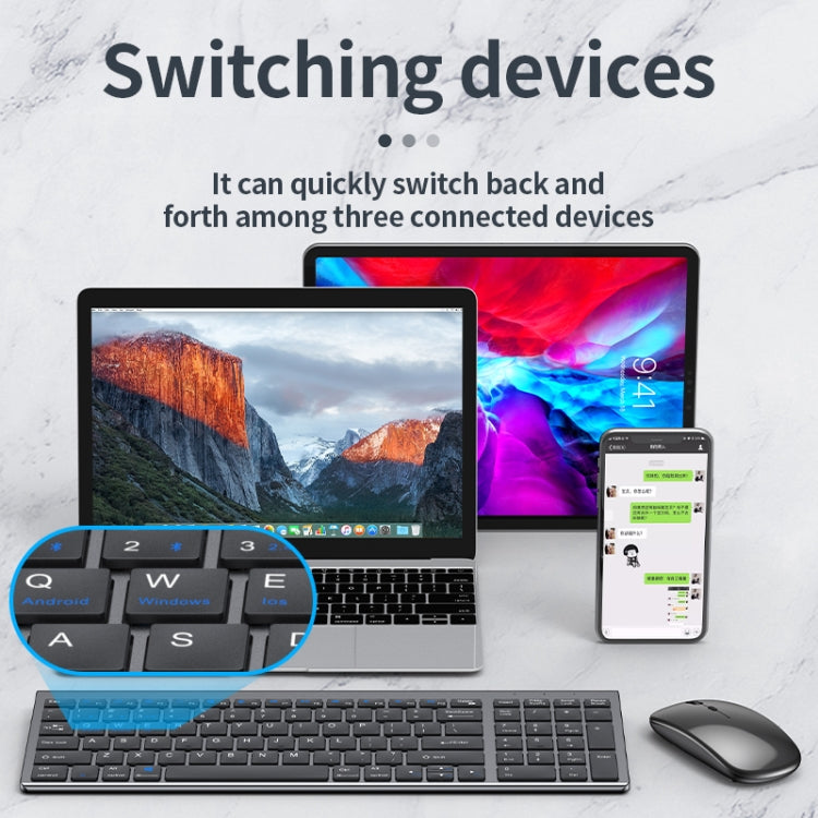 109 Three-mode Wireless Bluetooth Keyboard Mouse Set(Gun Black) - Computer & Networking by buy2fix | Online Shopping UK | buy2fix