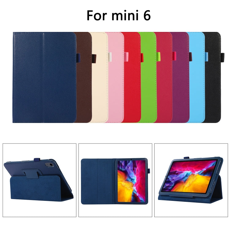 For iPad mini 6 Litchi Texture Horizontal Flip PU Leather Tablet Case with Holder(Purple) - Apple Accessories by buy2fix | Online Shopping UK | buy2fix