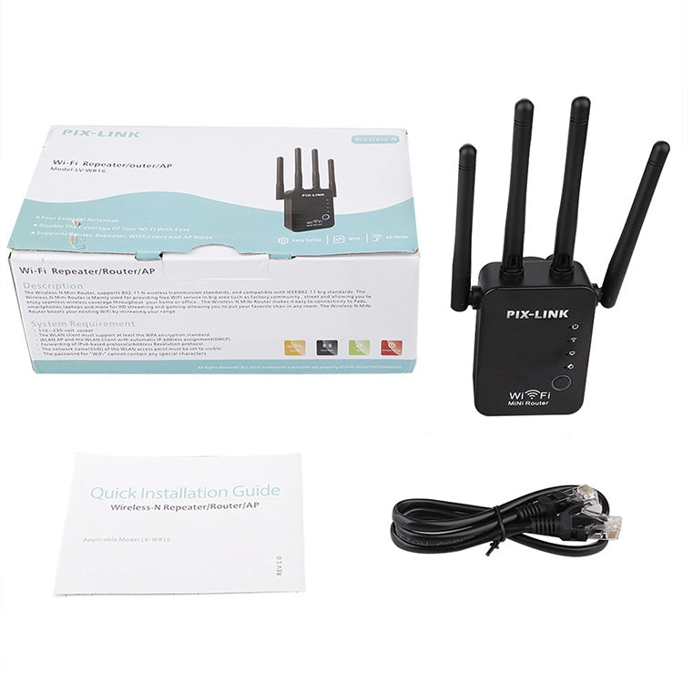 Wireless Smart WiFi Router Repeater with 4 WiFi Antennas, Plug Specification:EU Plug(Black) - Wireless Routers by buy2fix | Online Shopping UK | buy2fix