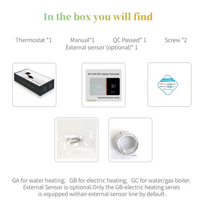 BHT-005-GALW 220V AC 3A Smart Home Heating Thermostat for EU Box, Control Water Heating with Only Internal Sensor & WIFI Connection - Consumer Electronics by buy2fix | Online Shopping UK | buy2fix