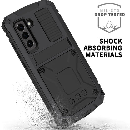 For Samsung Galaxy S21 FE R-JUST Rugged Phone Case with Holder(Black) - Galaxy Phone Cases by R-JUST | Online Shopping UK | buy2fix