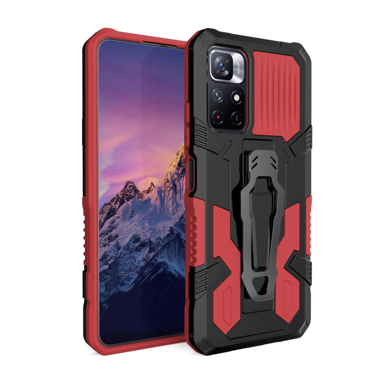 For Xiaomi Redmi Note 11 5G Armor Warrior PC + TPU Phone Case(Red) - Xiaomi Cases by buy2fix | Online Shopping UK | buy2fix