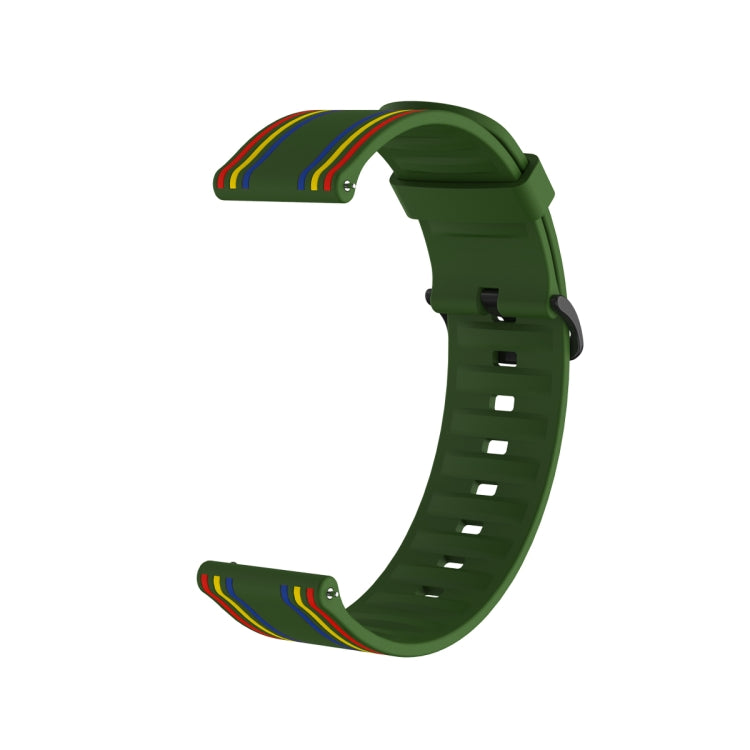 22mm Stripe Silicone Watch Band(Army Green) - Watch Bands by buy2fix | Online Shopping UK | buy2fix