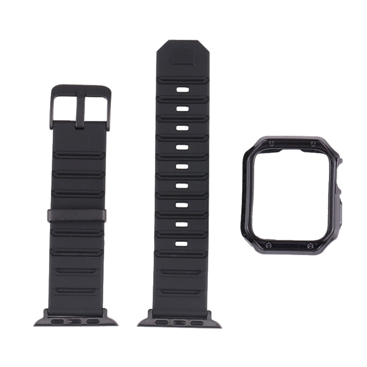 Silicone Watch Band + Watch Case Set For Apple Watch Series 7 45mm(Black White) - Watch Bands by buy2fix | Online Shopping UK | buy2fix