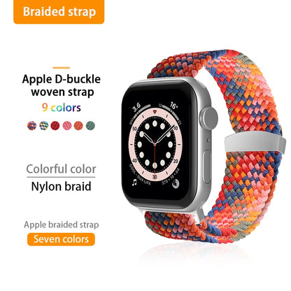 Nylon Braid Watch Band For Apple Watch Series 9&8&7 41mm / SE 3&SE 2&6&SE&5&4 40mm / 3&2&1 38mm(Pink) - Watch Bands by buy2fix | Online Shopping UK | buy2fix