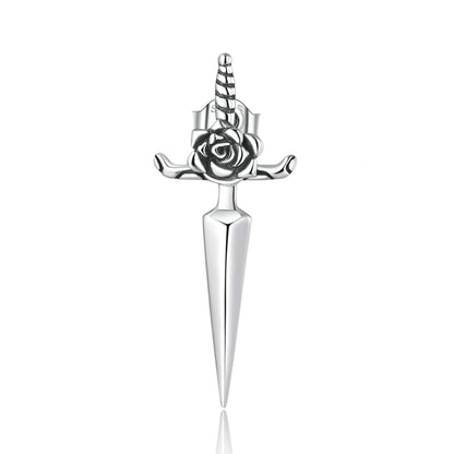 S925 Sterling Silver Rose Dagger Ear Stud Women Earrings - Stud Earrings & Earrings by buy2fix | Online Shopping UK | buy2fix