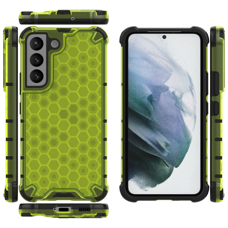 For Samsung Galaxy S22 5G Honeycomb PC + TPU Phone Case(Green) - Galaxy S22 5G Cases by buy2fix | Online Shopping UK | buy2fix