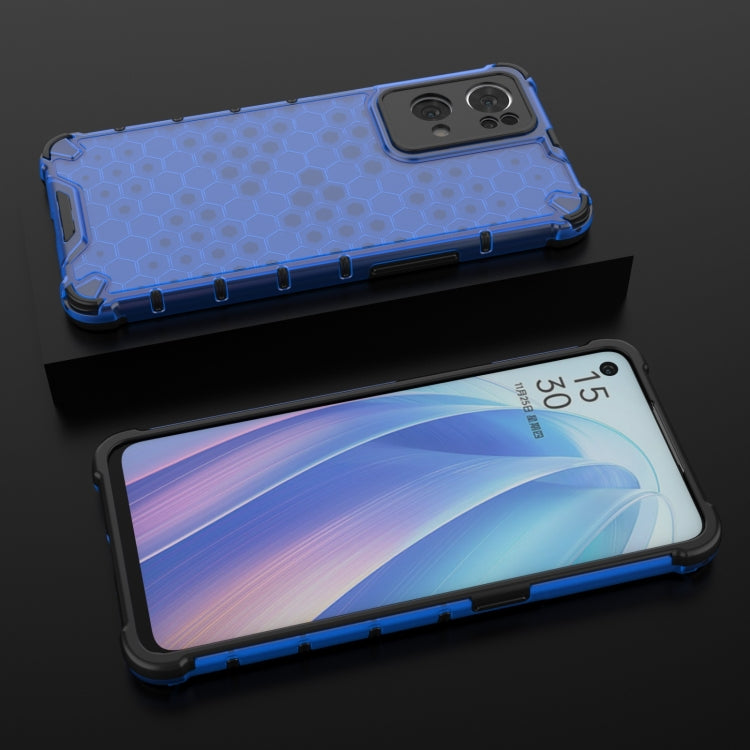 For OPPO Reno7 Pro 5G Honeycomb PC + TPU Phone Case(Blue) - OPPO Cases by buy2fix | Online Shopping UK | buy2fix