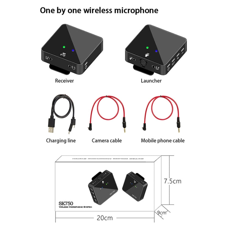 SK750 Type-C Charging One for One Wireless Lavalier Mini Microphone(Black) - Consumer Electronics by buy2fix | Online Shopping UK | buy2fix