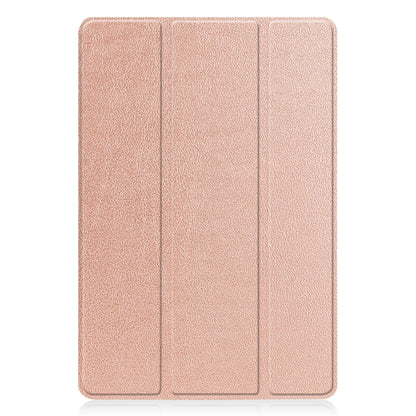 For TCL Tab 10s Three-folding Holder Custer Texture Leather Tablet Case(Rose Gold) - Others by buy2fix | Online Shopping UK | buy2fix